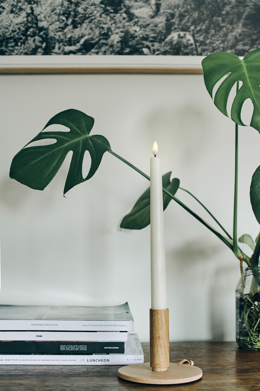 LED Taper Slim kronelys 2 stk. Ivory - H25 cm.